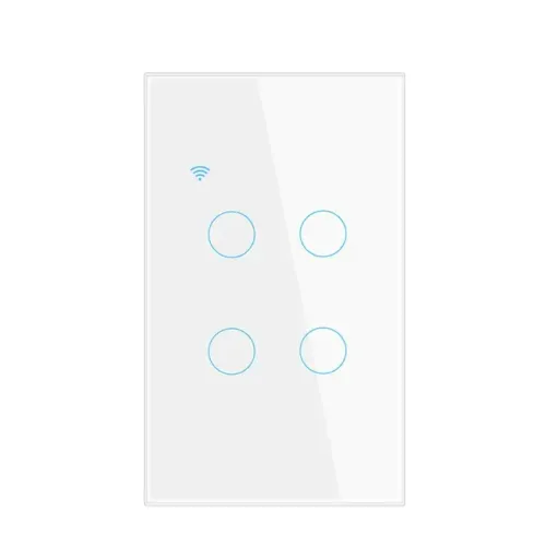 Interruptor inteligente (smart switch) 4x2, branco, 4 botões, touch, Wifi, Tuya/Smart Life