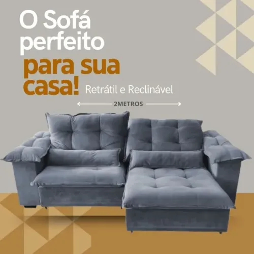 Lançamento: Sofá Retrátil 2,00m - Melhor Preço!