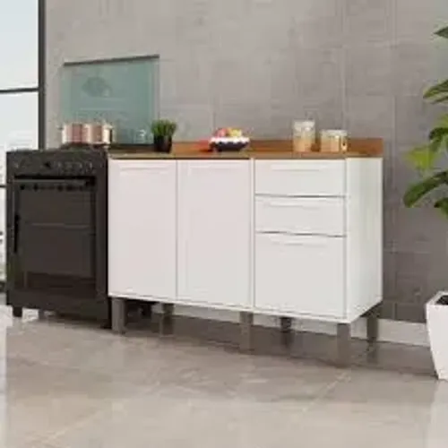 Balcão Cozinha Florida 3Pts 2Gvs Branco Salleto - Entrega Rápida!