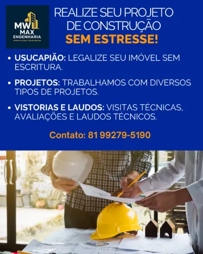 Serviços de Engenharia para projetos, usucapião, visitas técnicas e laudos.