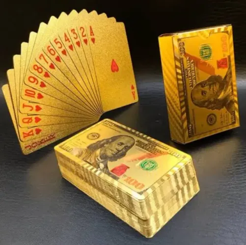 SUPER PROMOÇÂO:Carta de Baralho Dourada Nota 100 Dólares - R$28