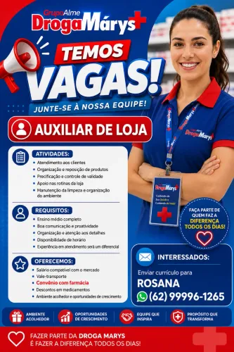 Estamos contratando Auxiliar de loja