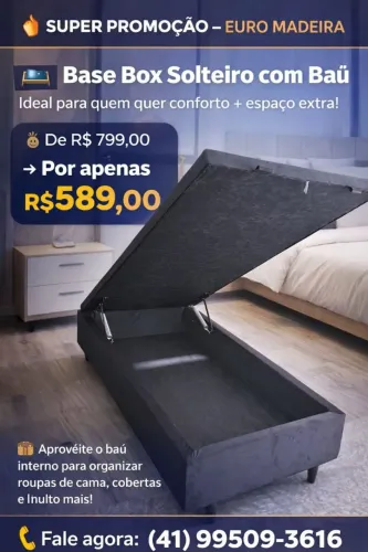 Base box solteiro baú- Novo