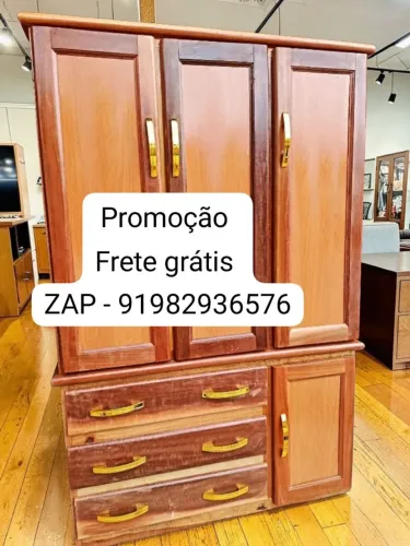 Guarda roupa de solteiro 3 portas madeira maçaranduba NOVO!