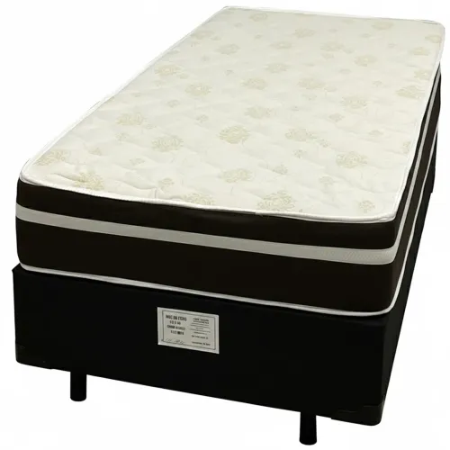 Base em Corino com Colchão Bio Classic Solteiro com Molas Ensacadas / pronta entrega