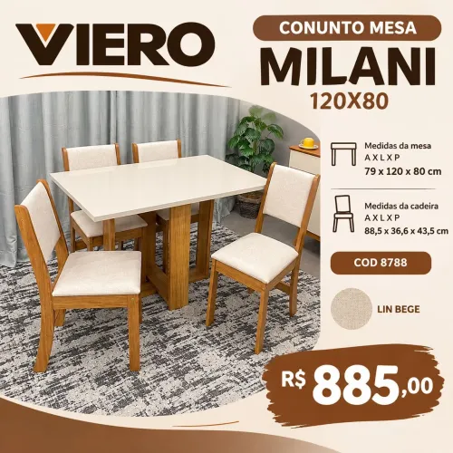 Mesa 4 cadeiras Milani