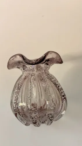 Vaso de vidro  estilo Murano rosa wolff