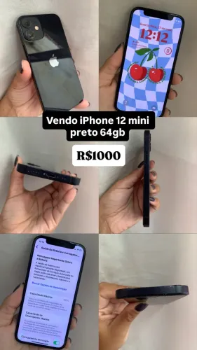 Vendo iPhone 12 mini preto 64gb