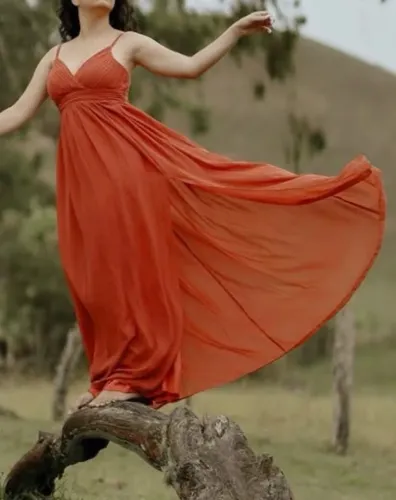 Vestido terracota longo