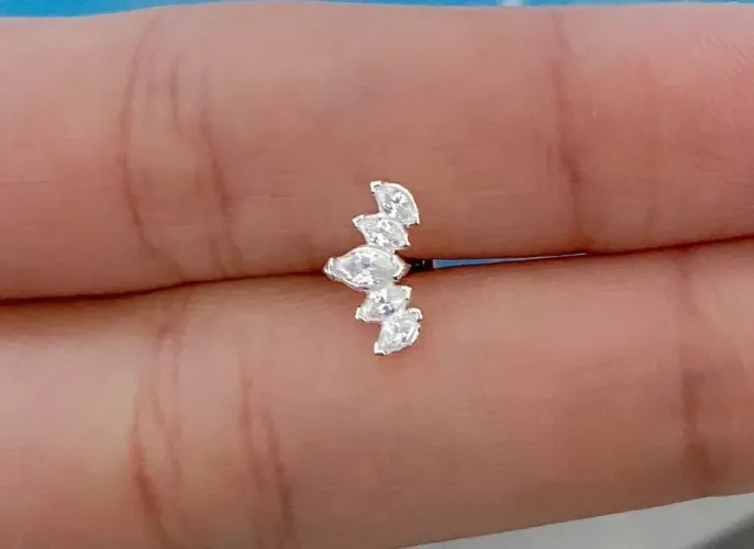 Piercing cluster navete - Prata 925