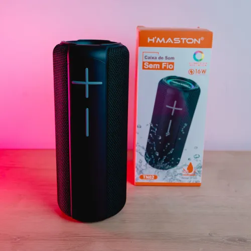 Caixa de Som Bluetooth H'Maston TN02 - 16W RGB (Prova D'água IPX6) - NOVA