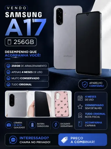 SAMSUNG A17 256gb + Capinha e Película priv.
