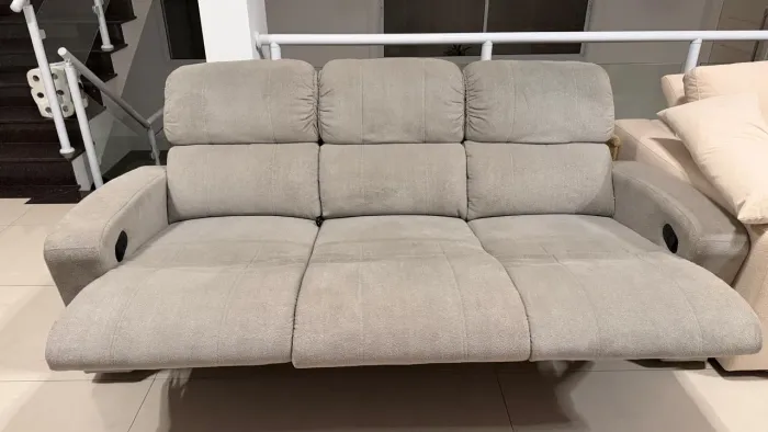 Sofá Plenitude Reclinável 3 Lugares Tecido Boucle