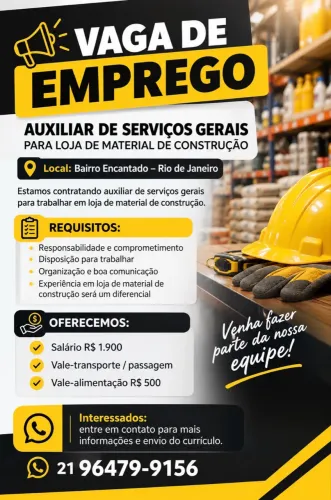 Vaga de auxiliar de serviços gerais 