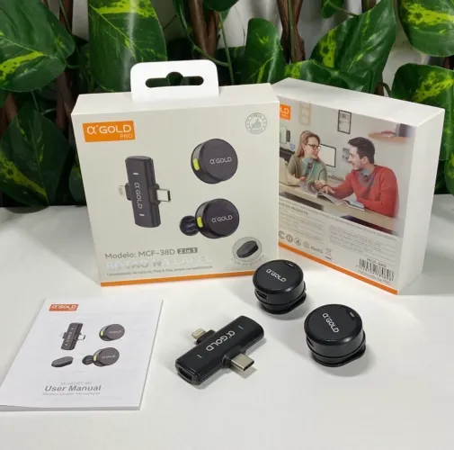 Microfone de lapela 2 em 1 AGOLD PRO