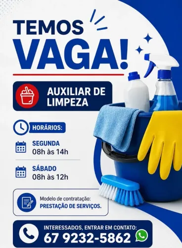 Vaga para Auxiliar de Limpeza - Contratação Imediata<br>