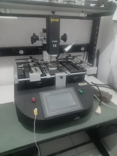 bancada de trabalho com maquina bga e acessorios, maquina hikari HK-5830 + microscopio