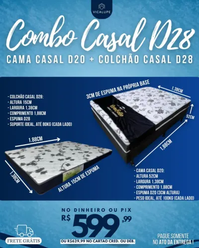 CAMA CASAL + COLCHÃO