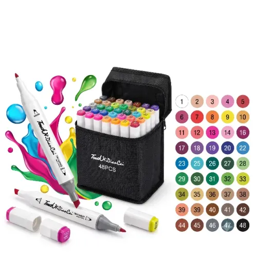 Kit De Canetas Marcadoras Ponta Dupla 48 Cores Para Desenho