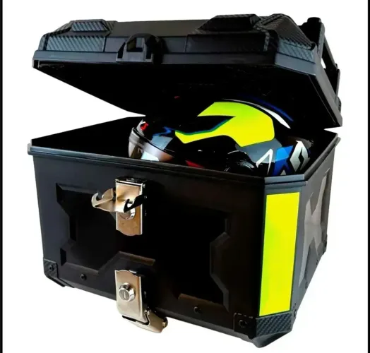Bauleto Baú Moto 45 Litros Universal Forro E Base Reforçado Cor Preto