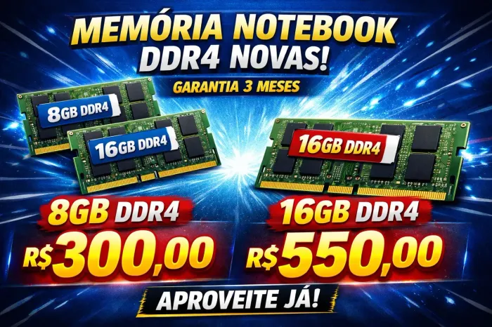 Memória notebook ddr4 8gb e 16gb