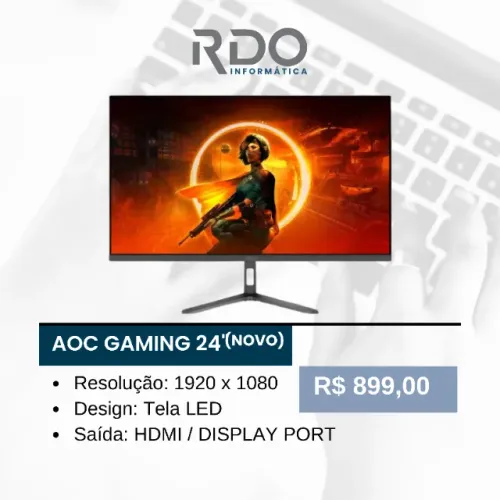 Monitor AOC Gaming 24? Full HD LED HDMI DisplayPort Novo | Potente de alta qualidade!