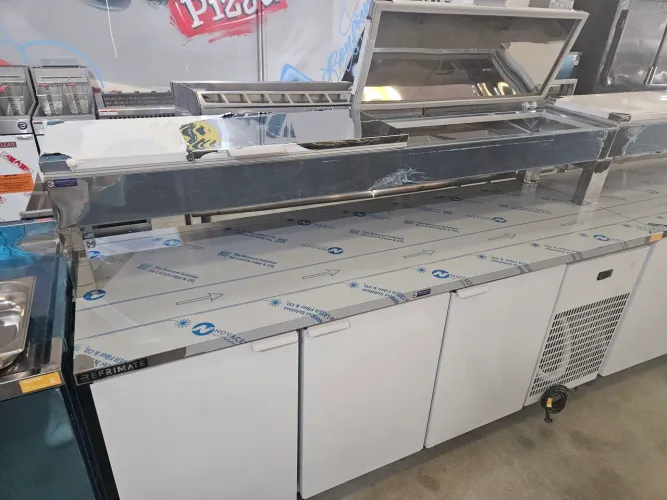 balcão refrigerado de inox com condimentadora 2 metros - novo