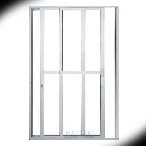 Porta-Balcão de Alumínio Brilhante 2 Folhas com Vidro 210x120cm