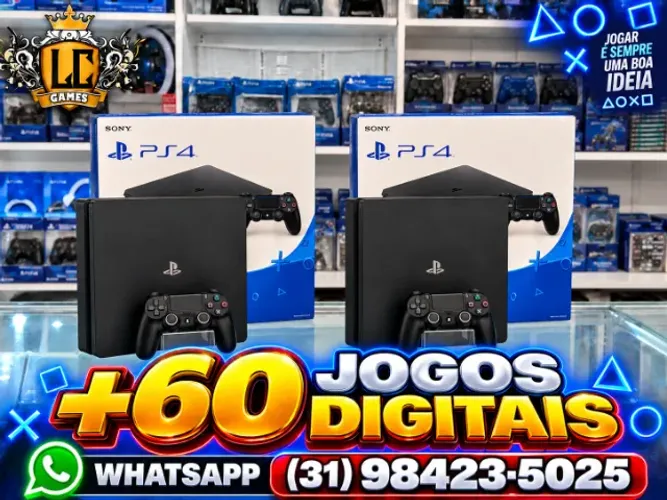 PS4 SLIM 5OOGB COM: 6O JOGOS e GARANTIA e BRINDES (31) 98423-5O25