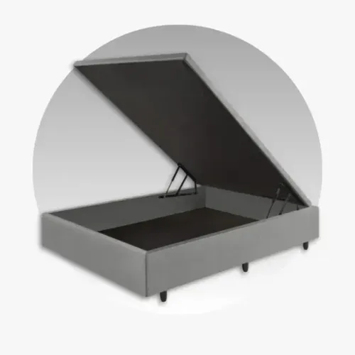 Cama Base Box Baú Viúva Inox Cinza