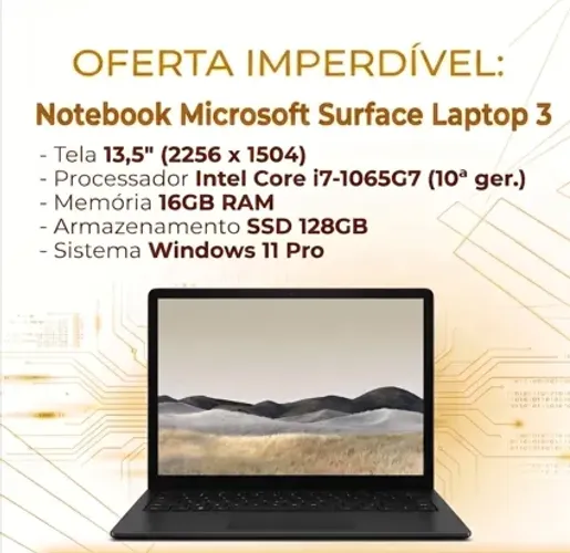 Notebook Microsoft Surface Laptop 3 i7 1065G7 16GB 128GB - Seminovo em Excelente Estado!!