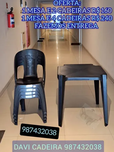 MESA MAIS CADEIRA DE PLASTICO EMPILHAVEL E ECONÔMICA