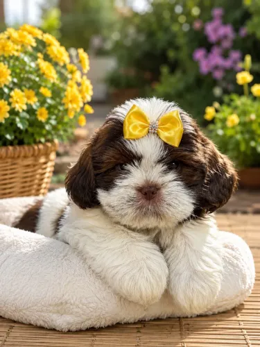 Shih Tzu fêmea branca e chocolate!
