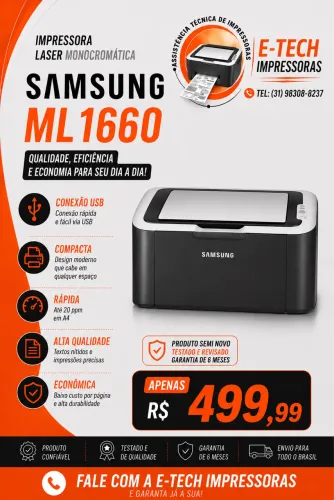 IMPRESSORA LASER MONOCROMÁTICA SAMSUNG ML1660