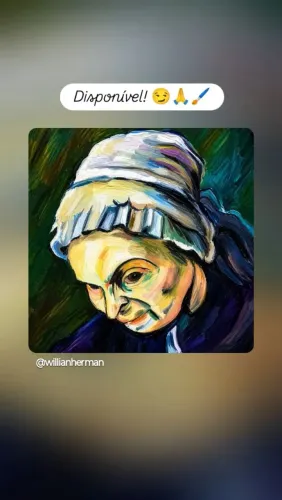 Pintura a Óleo Releitua A Velha com Touca de Paul Cezanne