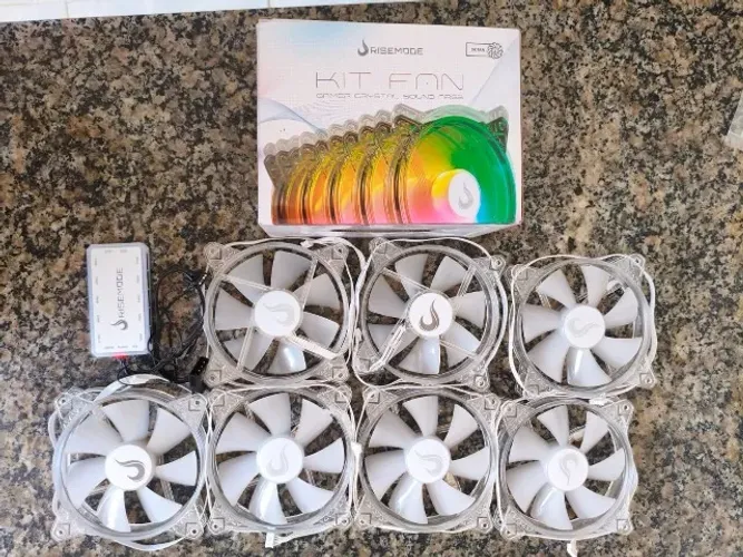 Kit Com 7 Ventoinhas Rise Mode Crystal Sound, 120mm, ARGB, Transparente - RM-CS-02-ARGB