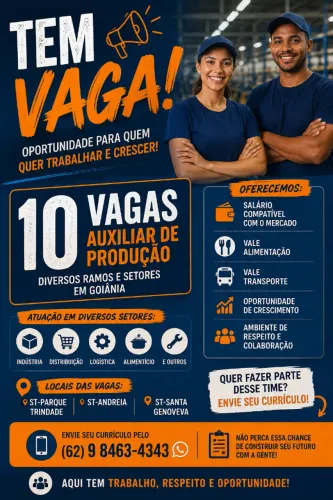 Inicio Imediato 10 vagas de AUXILIAR