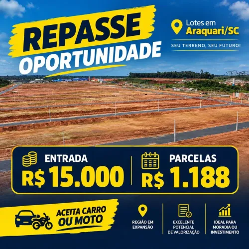 Terreno em Araquari para repasse.