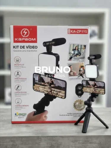 Kit de vídeo profissional com led microfone