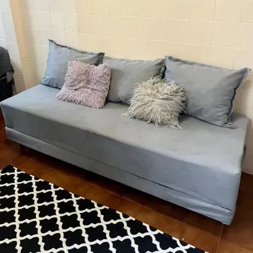Sofá Cama Sofanete 3 Lugares com Pés Suede Diversas Cores