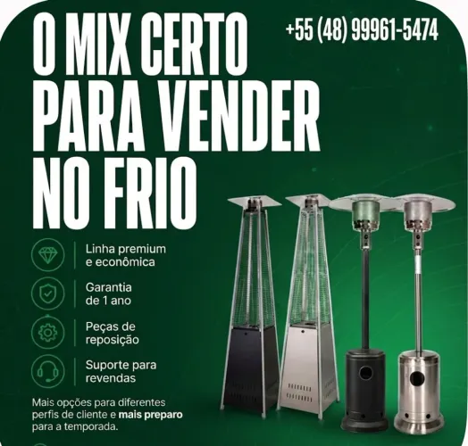 Aquecedor a gás para comércio, restaurantes e áreas externas residenciais.<br><br>