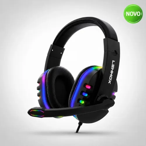 Headset Gamer LEHMOX Wireless 7.1 RGB USB com Microfone e Controle de Volume LEF-1040