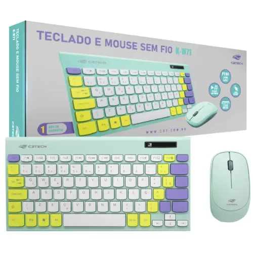 Kit Teclado e Mouse Sem Fio Wireless 2.4Ghz Mini Layout Plug And Play C3tech