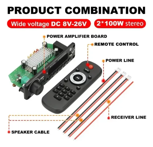 amplificador 200w bluetooth diy mp3 wav placa decodificadora dc 12v 100w carro sem fio usb