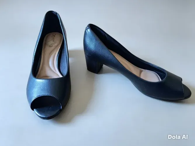 Sapato Peep Toe Preto Beira Rio - Salto Bloco (Super Confortável!)