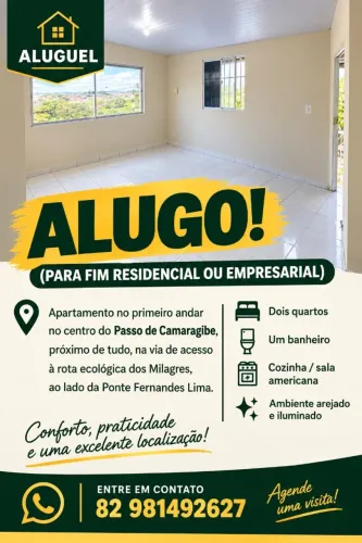 Apartamento no primeiro andar no centro do Passo de Camaragibe, próximo de tudo, na via de