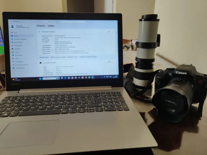 Kit Camera Canon e notebook Lenovo+lente 800