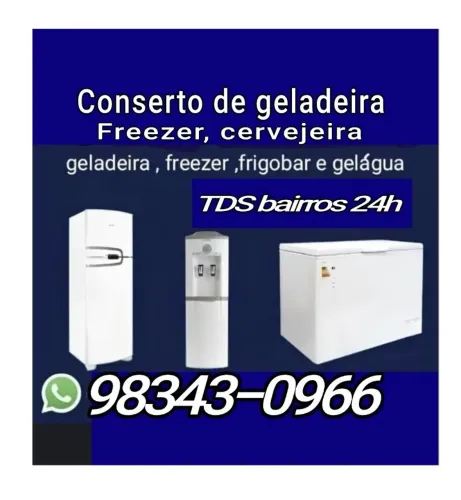 Conserto de geladeira, cervejeira 24h, freezer.