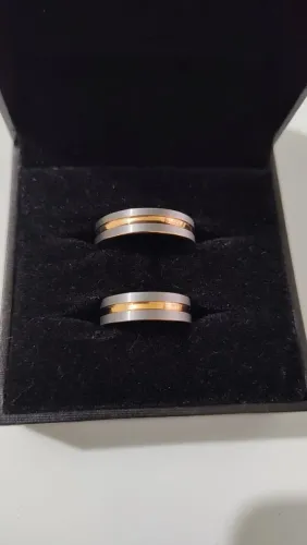 Alianças Tungstênio com Ouro Rose 