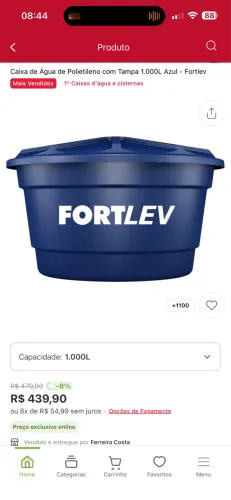 Caixa d?água fortlev nunca usada 1000 L